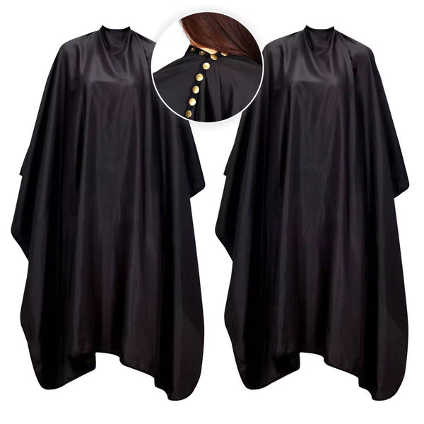 Black barber cape with button details