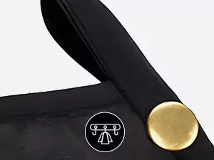 Black barber cape with gold button