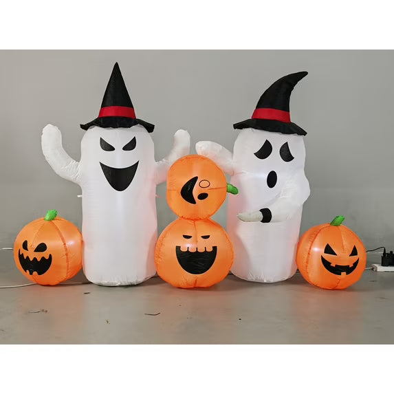 Halloween Inflatable Pumpkin Ghost Built-in Led Lights, 6 Ft