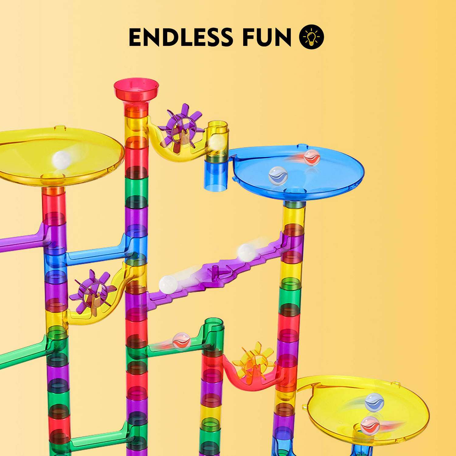 thumbnail image 2 of Leader Builder Marble Run For Kids Ages 3 And Up - 66 Piece Waffle Blocks & Toddler Marble Run Set - Educational Stem Building Toys With Marbles & Manipulatives For Hands-on 2 of 12