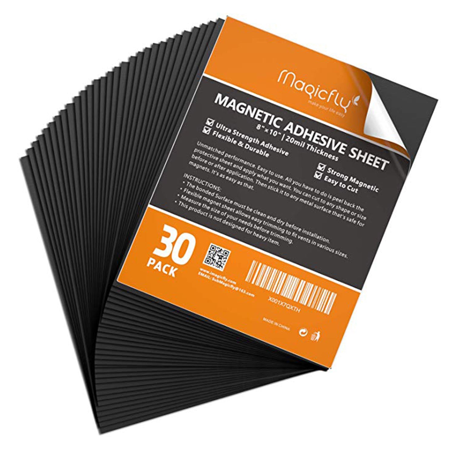 Magicfly Flexible Magnet Sheets with Adhesive 8 X 10 Inch, Pack of 30