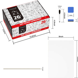 Dry Erase Lapboards Set - W/ 32 Pens, 26 Erasers, 9 x 12 Inches Portable Whiteboard - Magicfly