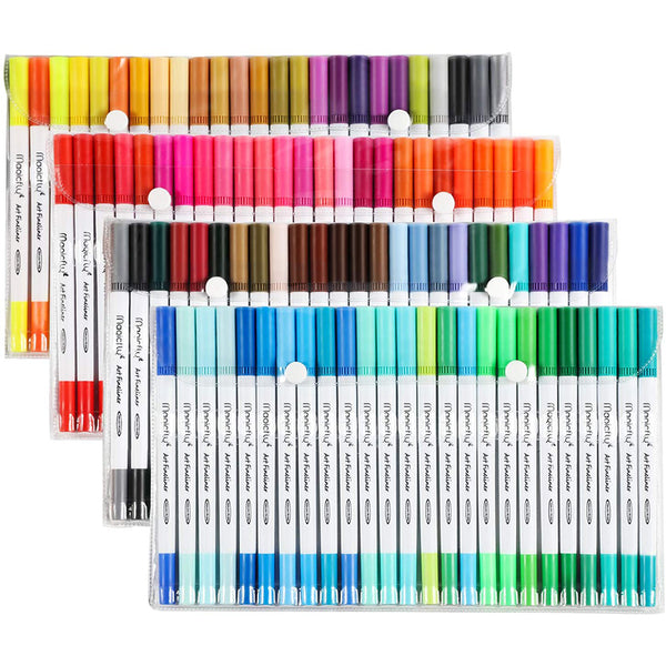 Dual Tip Brush Marker Pens, Tip 0.4 and Highlighters Brush Tip (1-2mm) - 100 Colors - Magicfly
