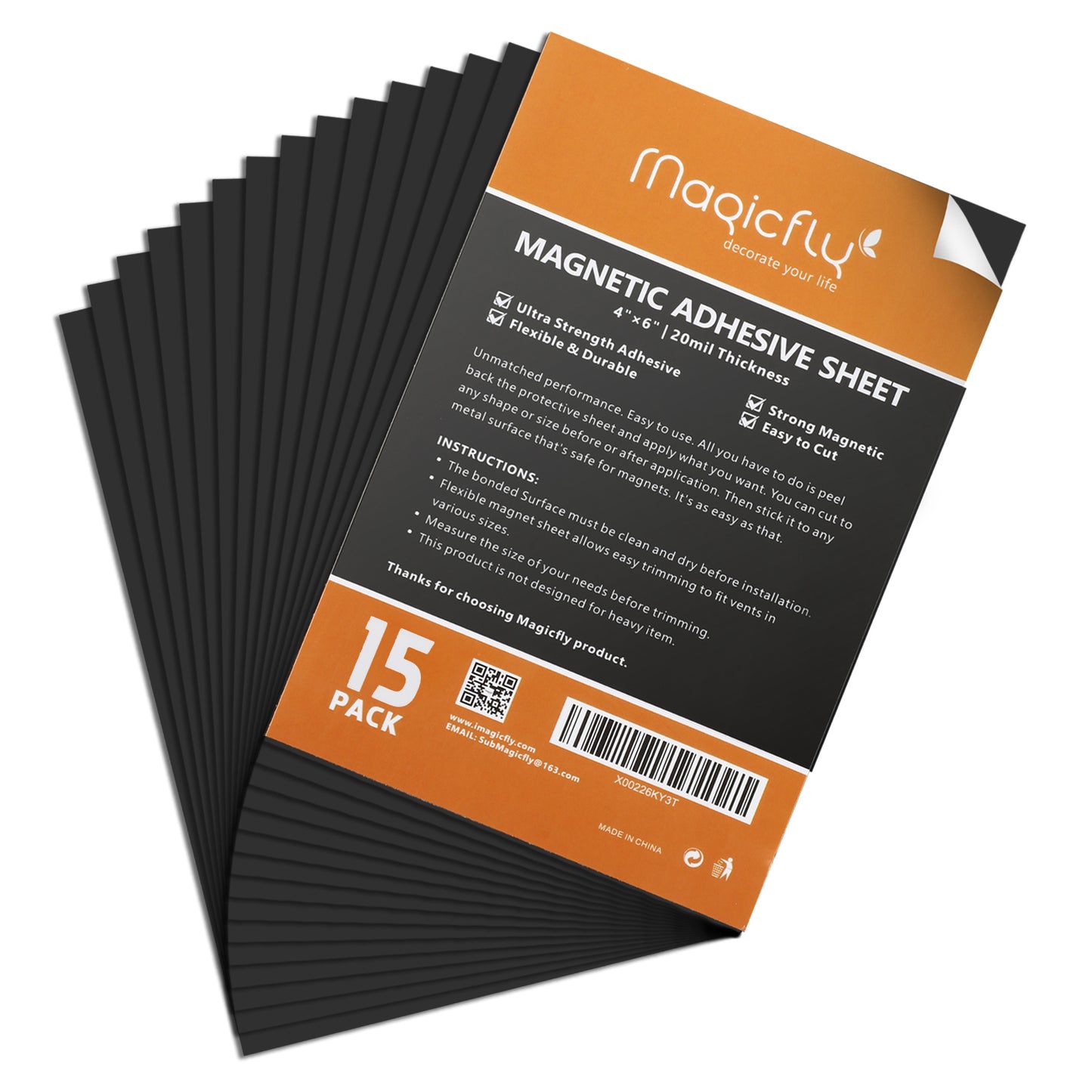 Magnet Sheets with Adhesive 4 X 6 Inch,Pack of 15 - Magicfly