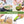 Collage of a pair of kitchen shears being used to cut greens, a pizza, and other items