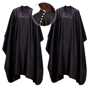 Black barber cape with button details