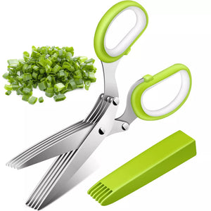Green kitchen shears with a green case