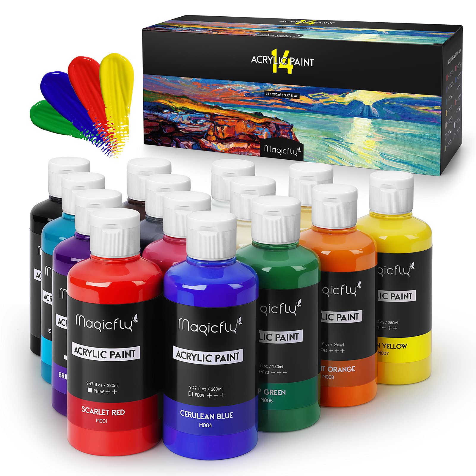 Magicfly Colori per Tessuti Permanenti, Set di 14 Colori Stoffa (60ML)  (w4z)