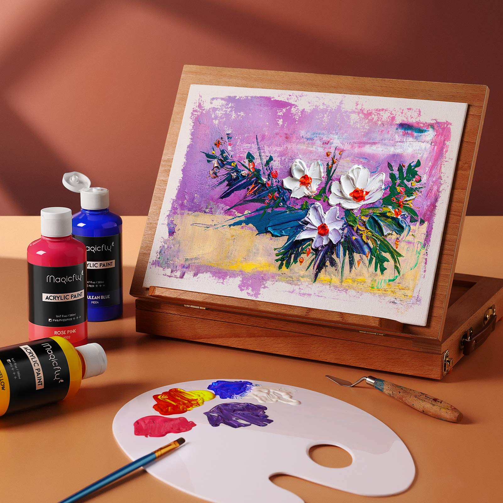 Magicfly Bulk Acrylic Paint Set, 14 Rich Pigments Colors