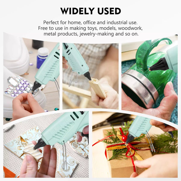 Hot glue gun being used in various applications and wide usage.