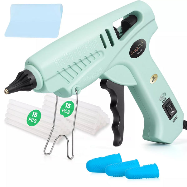 Mint green hot glue gun with accessories