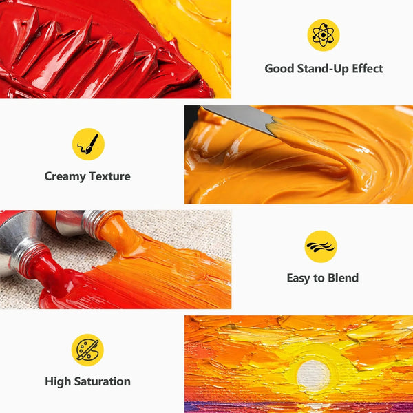Magicfly 50ml Oil Paint Tubes – Slow Drying Formula for Blending and Layered Painting Techniques
