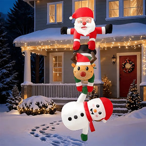 Magicfly Christmas Inflatable Santa Claus with 3 Built-In LED Lights Glowing at Night – Front Yard Holiday Display