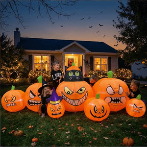 Magicfly Halloween Inflatable Pumpkin Decoration with Built-In LED Lights Glowing at Night in Front Yard