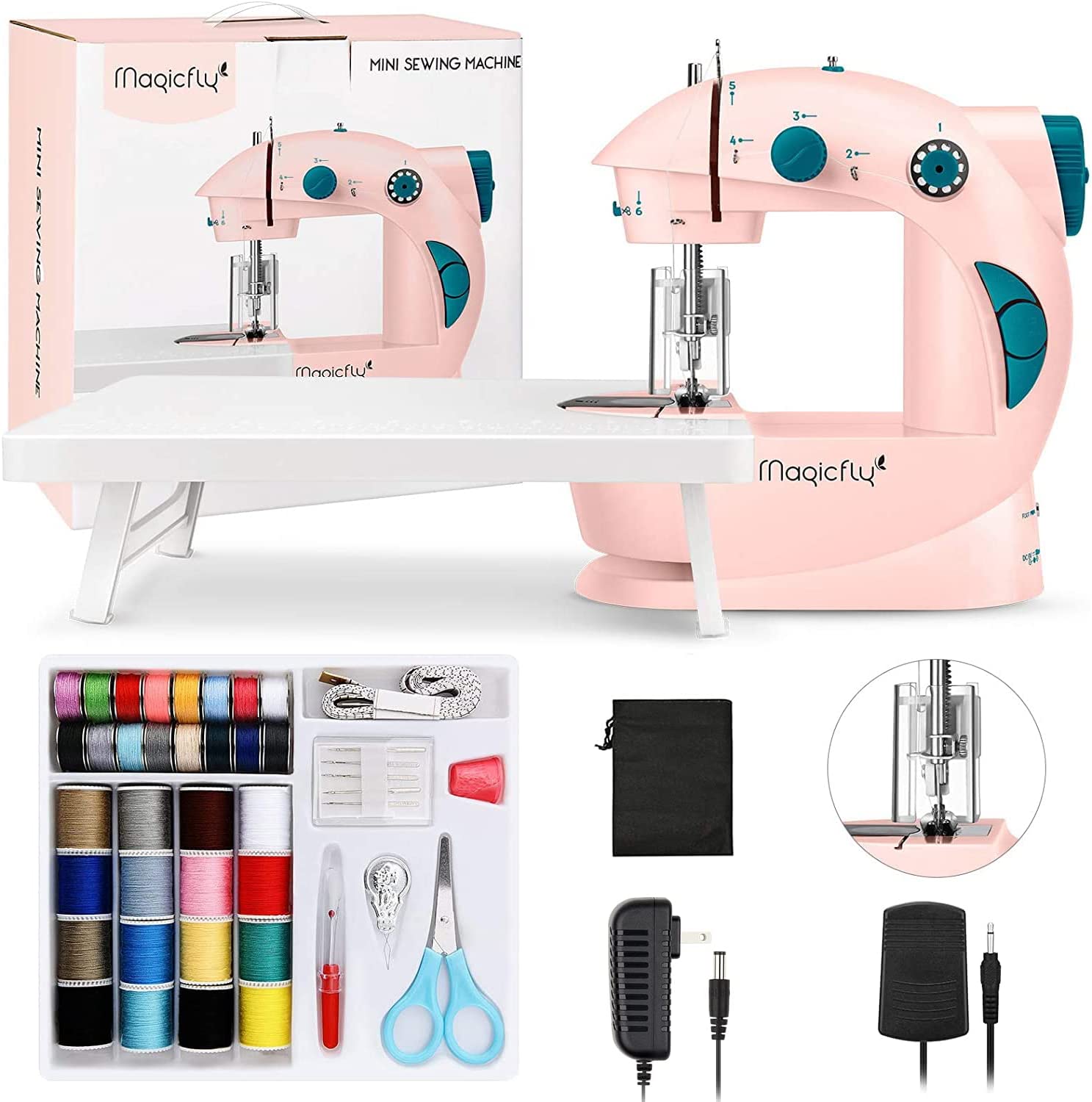 Magicfly Mini Sewing Machine - Brand New - Blue - AC/DC Power w/ Accessory  Kit