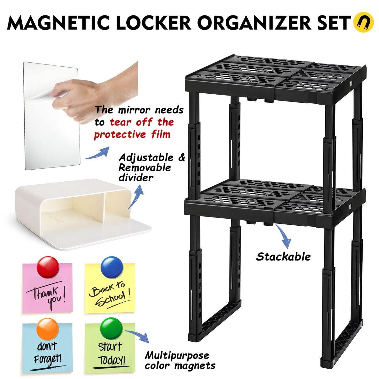 Magicfly Locker Shelf Organizer Adjustable Locker Shelves