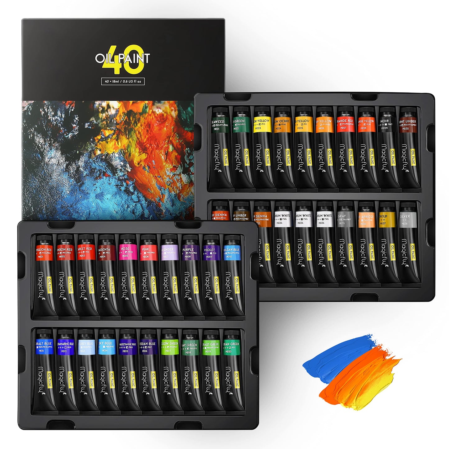 Magicfly Oil Paint 40 Tubes Set for Artists, Hobby Painter & Beginners