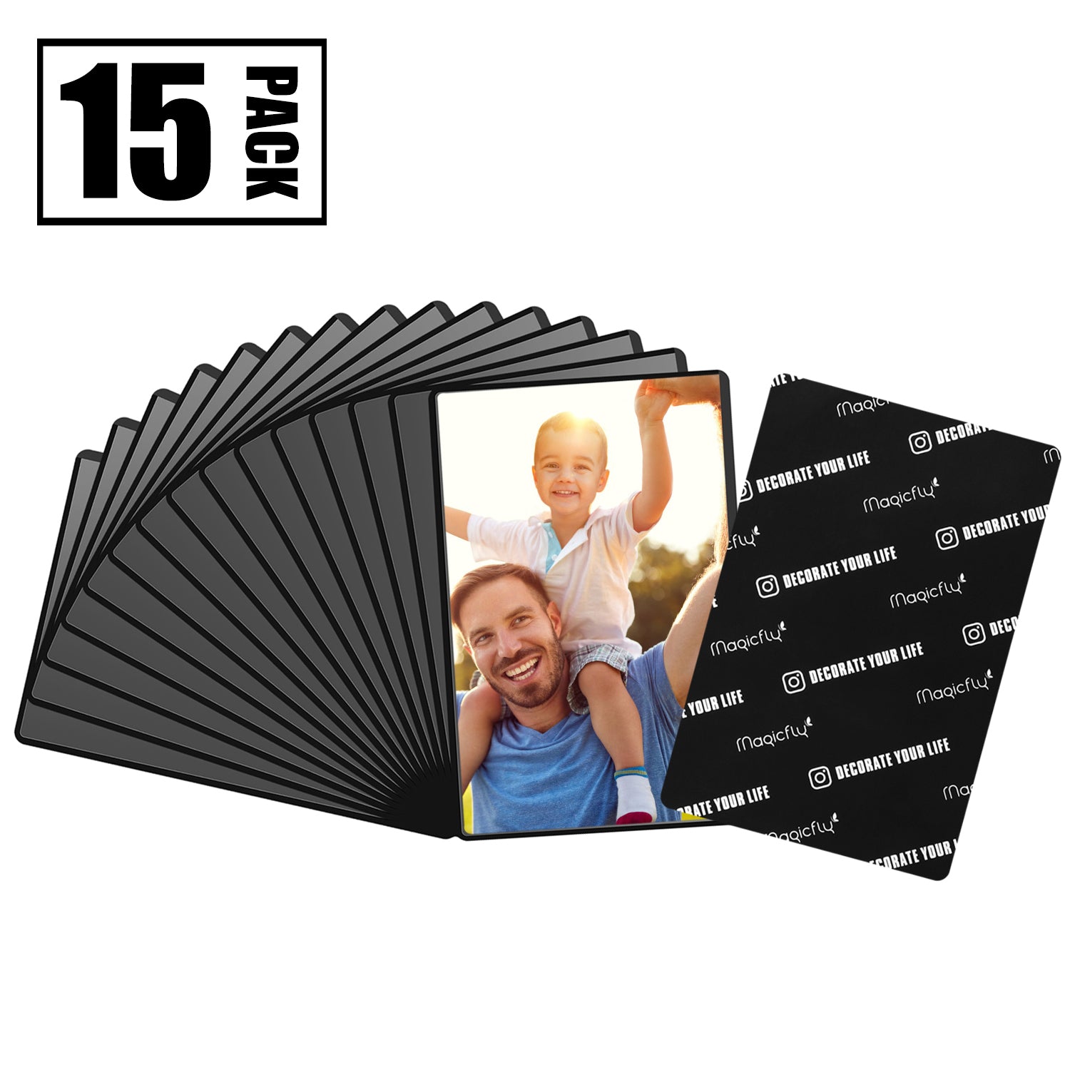 Magnetic Picture Frame with Clear Pocket, 4 x 6 Inches Refrigerator Photo Holder for Fridge Office Cabinet Locker, Black - Pack of 15 - Magicfly
