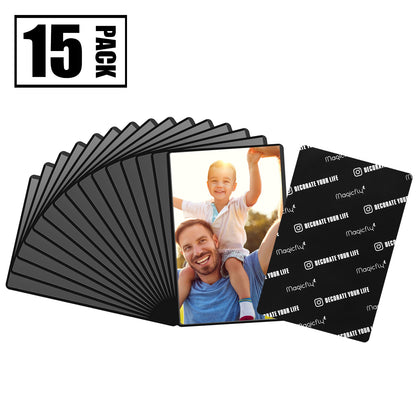 Magnetic Picture Frame with Clear Pocket, 4 x 6 Inches Refrigerator Photo Holder for Fridge Office Cabinet Locker, Black - Pack of 15 - Magicfly