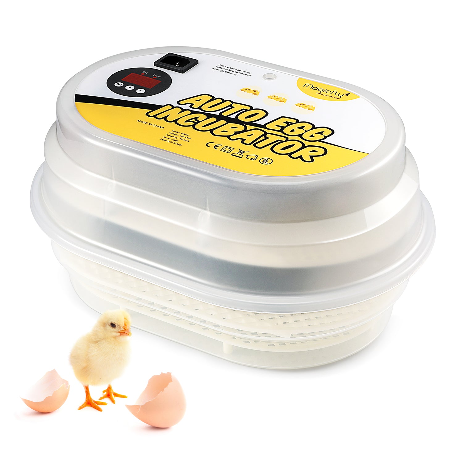 Digital Mini Fully Automatic Egg Incubator 9-12 Eggs Poultry Hatcher for Chickens Ducks Goose Birds - Magicfly