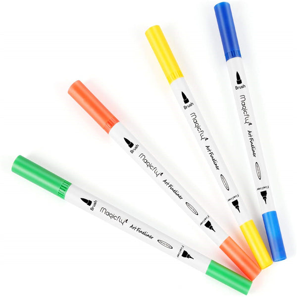 Dual Tip Brush Marker Pens, Tip 0.4 and Highlighters Brush Tip (1-2mm) - 100 Colors - Magicfly