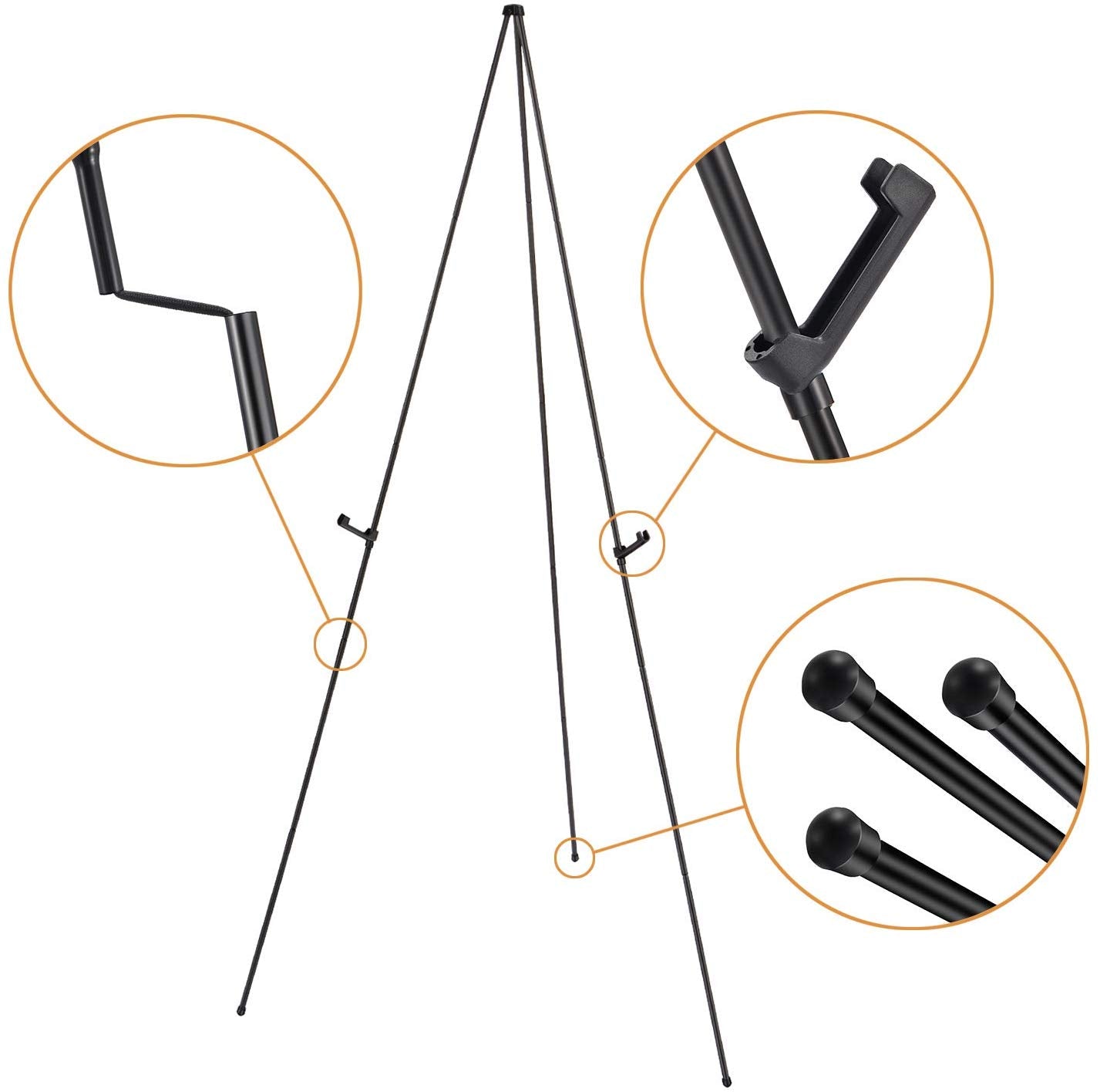 Aluminum Foldable Display Easel, 63 Inch, Telescoping, Black - Pack of 2 - Magicfly