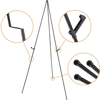 Aluminum Foldable Display Easel, 63 Inch, Telescoping, Black - Pack of 2 - Magicfly
