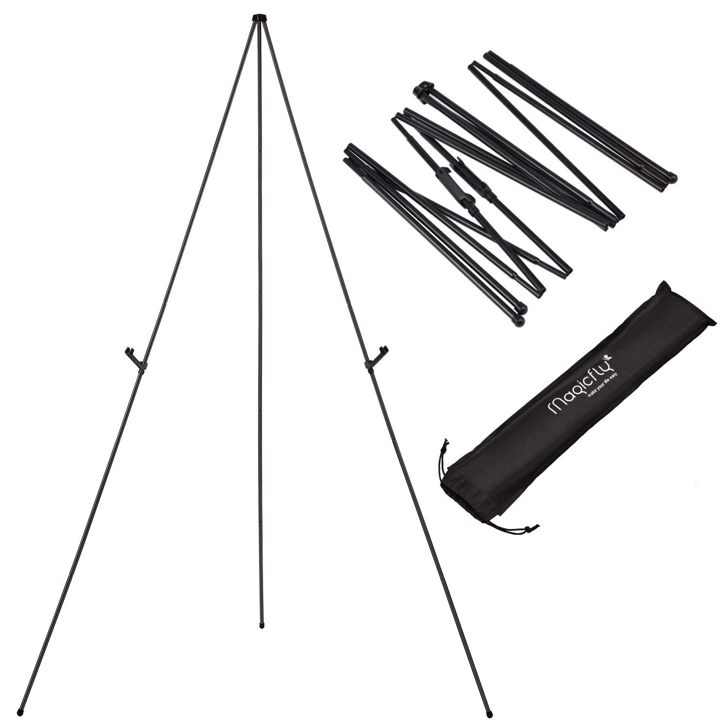 Pack of 4 Lightweight Aluminum Telescoping Display Easel, Black (4 pack)