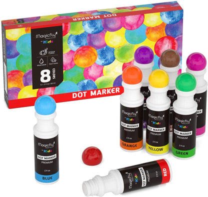 Washable Dot Markers - 8/12 Colors, Non-Toxic Paint - Magicfly