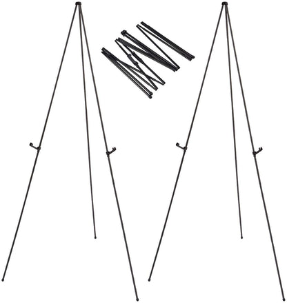 Aluminum Foldable Display Easel, 63 Inch, Telescoping, Black - Pack of 2 - Magicfly