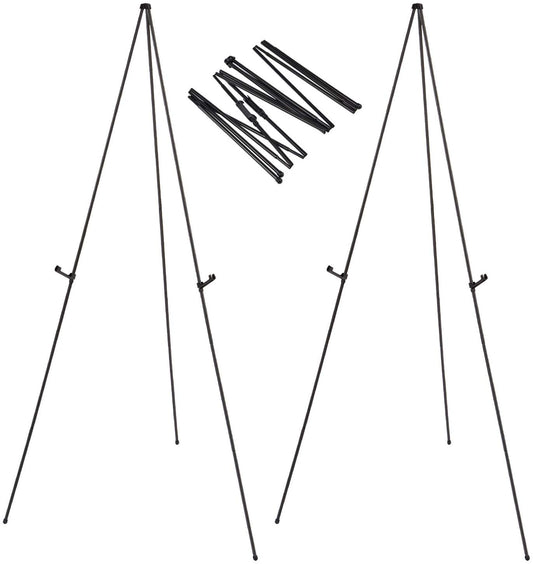 Aluminum Foldable Display Easel, 63 Inch, Telescoping, Black - Pack of 2 - Magicfly