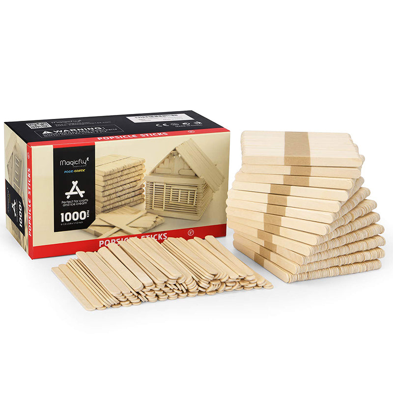 Magicfly Wooden Popsicle Sticks  Wood Sticks for Crafts Food Grade