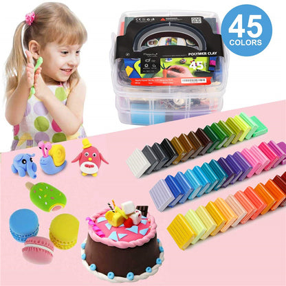 Sculpey polymer clay Starter Kit, W/Tools Jewelry Accessories - 45 Colors - Magicfly