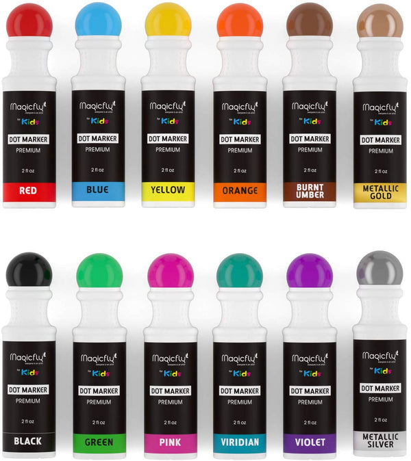 Washable Dot Markers - 8/12 Colors, Non-Toxic Paint - Magicfly