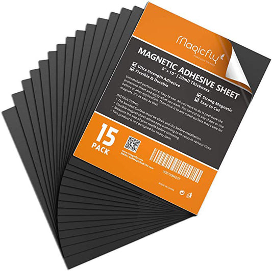 Sheets with Adhesive 8 X 10 Inch,  Pack of 15 Flexible Sticky Magnet Sheet - Magicfly