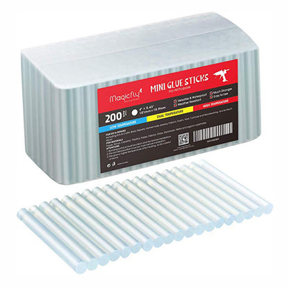 200-Pack Full Size Hot Glue Sticks,4 Inch Long X 0.43 Inch Diameter Hot Melt Glue Gun Sticks, Compatible with Most Glue Guns - Magicfly