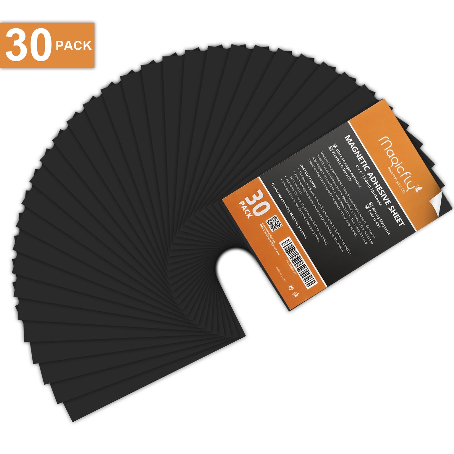 Magicfly Flexible Magnet Sheets with Adhesive 8 X 10 Inch, Pack of 30