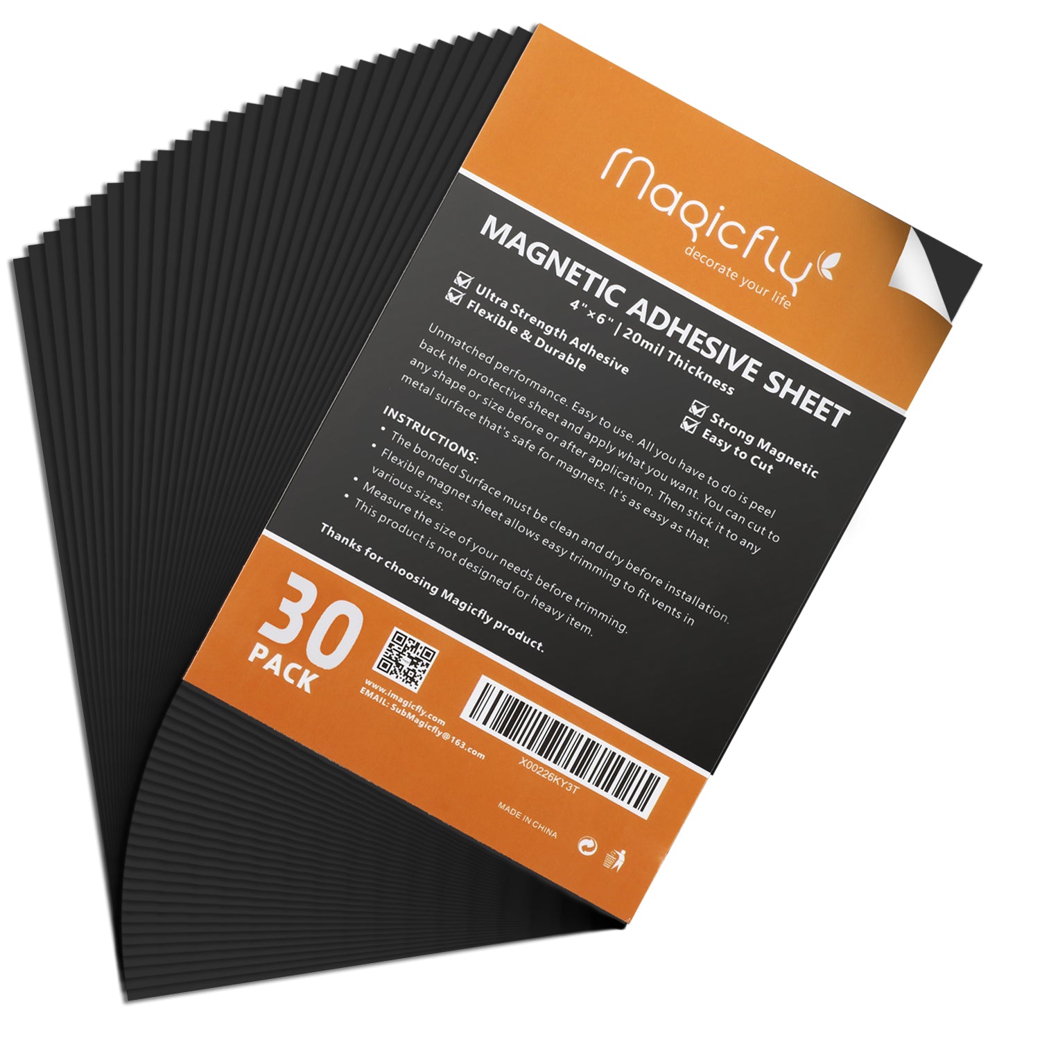 Adhesive Sheet 4 X 6 Inch, Magicfly Pack of 30 Flexible Magnet Sheets with Adhesive, Easy Peel and Stick Self Adhesive - Magicfly