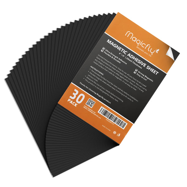Adhesive Sheet 4 X 6 Inch, Magicfly Pack of 30 Flexible Magnet Sheets with Adhesive, Easy Peel and Stick Self Adhesive - Magicfly