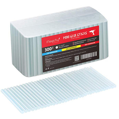 Mini Hot Glue Gun Sticks, Huge Pack of 300, 4 Inch Long and 0.27 Inch Diameter Hot Melt Glue Sticks - Magicfly